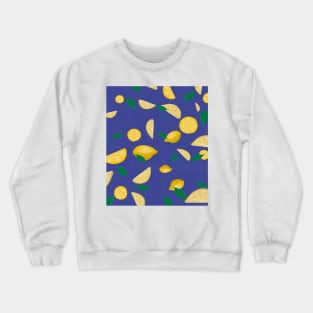 Lemon lovers blue background digital pattern Crewneck Sweatshirt